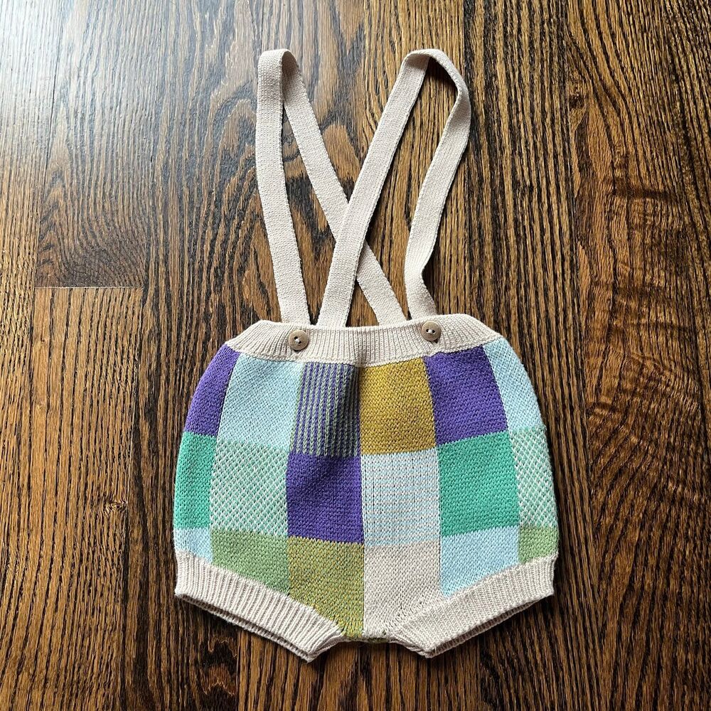 Oeuf Patchwork Suspender Shorts (2-3Y)